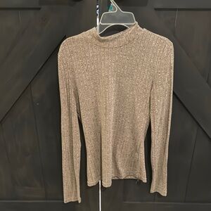 SHEIN Beige Ribbed Long Sleeve Top